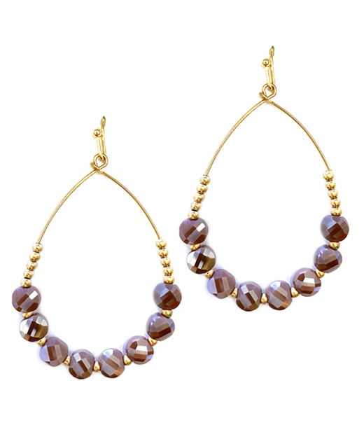 Facet Glass and Wire Teardrop Earring in TUP Color