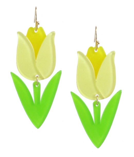Acrylic Tulip Earrings in Yellow