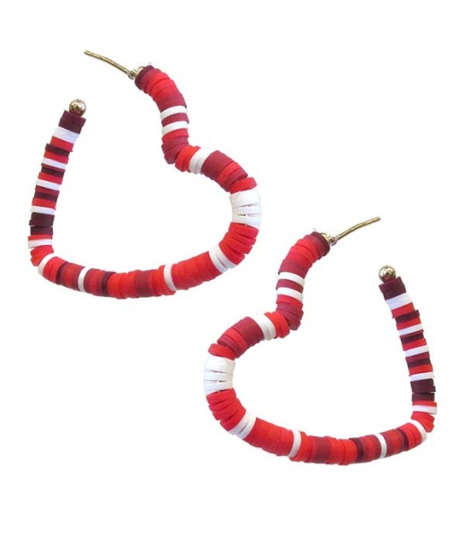 Wholesale Multi Rubber Bead Heart Hoop Earrings - GRD Color