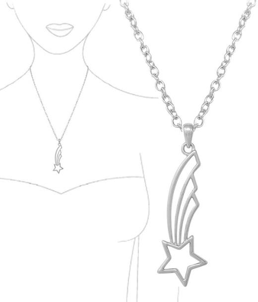 Shooting Star Metal Wire Art Pendant Necklace