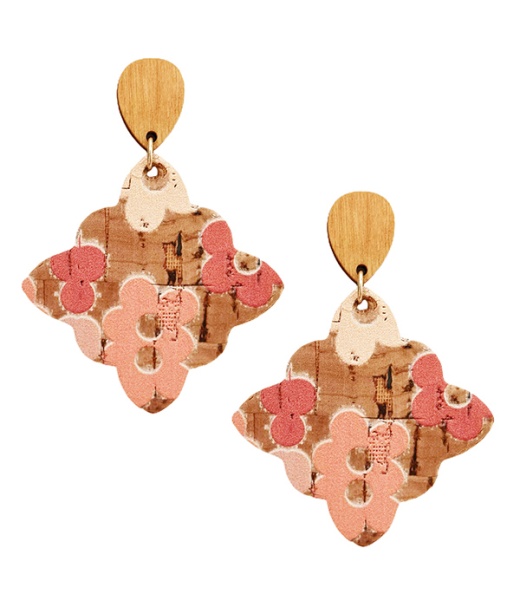 Wholesale Painted Cork Earring - Flower