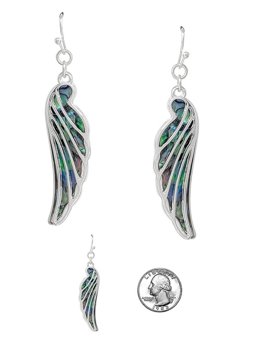 Abalone Back Wire Art Earring - Angel Wing