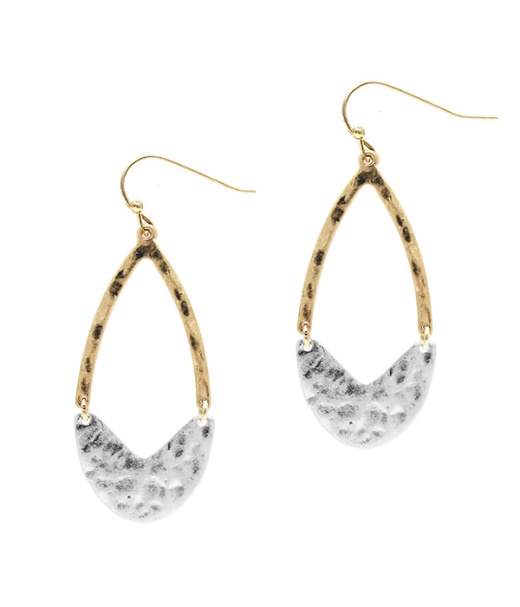 Hammered Metal Teardrop Earring