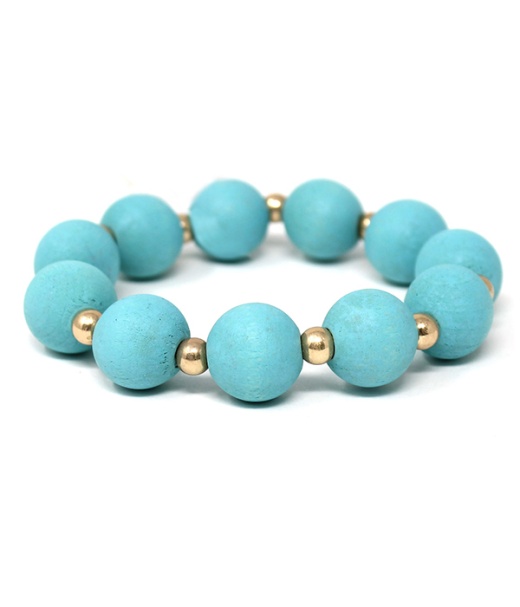 Wood Ball Bead Stretch Bracelet