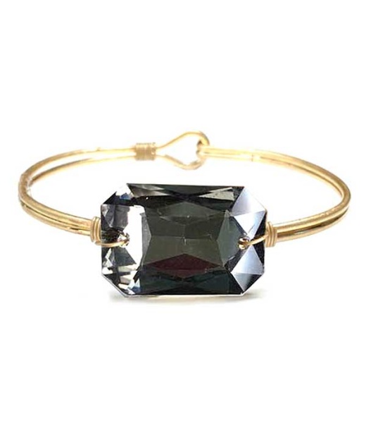 Facet Glass Wire Bangle Bracelet