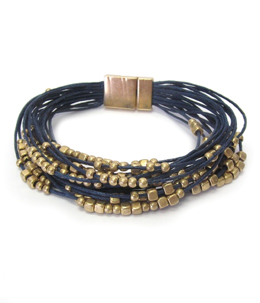 Multi Cord and Metal Bead Magnetic Bracelet