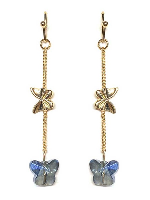 Facet Glass Butterfly Drop Earring