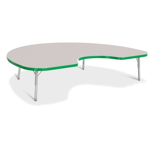 Berries® Kidney Activity Table - 48" X 72", T-Height - Gray/Green/Gray
