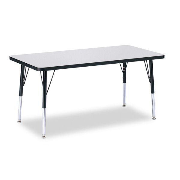 Berries® Rectangle Activity Table - 24" X 48", E-Height - Gray/Black/Black