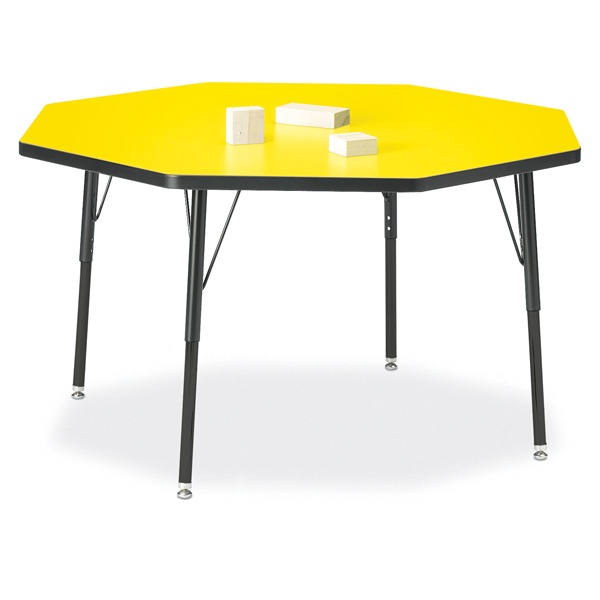 Berries® Octagon Activity Table - 48" X 48", A-Height - Yellow/Black/Black