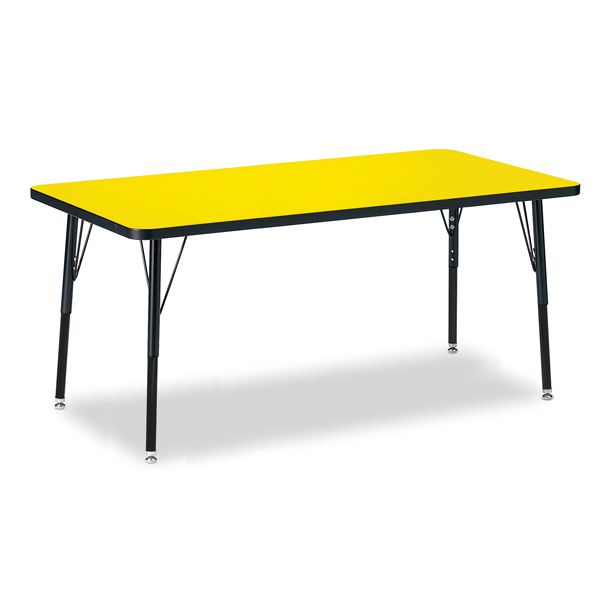 Berries® Rectangle Activity Table - 30" X 60", A-Height - Yellow/Black/Black