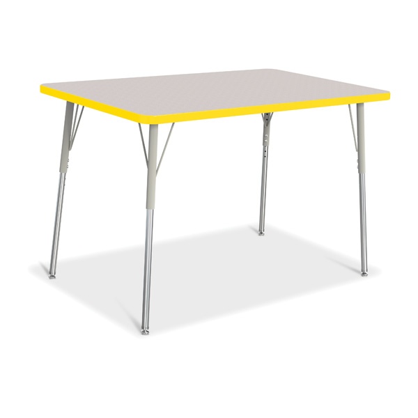 Berries® Rectangle Activity Table - 30" X 48", A-Height - Gray/Yellow/Gray
