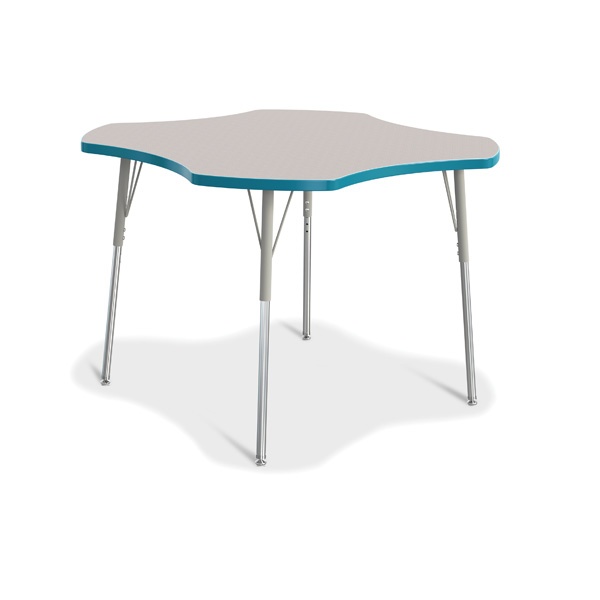 Berries® Four Leaf Activity Table, A-Height - Gray/Teal/Gray