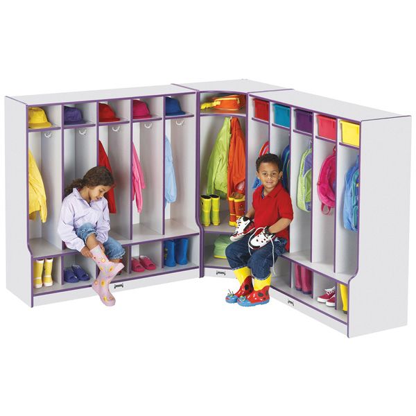 Rainbow Accents® 5 Section Coat Locker With Step - Green