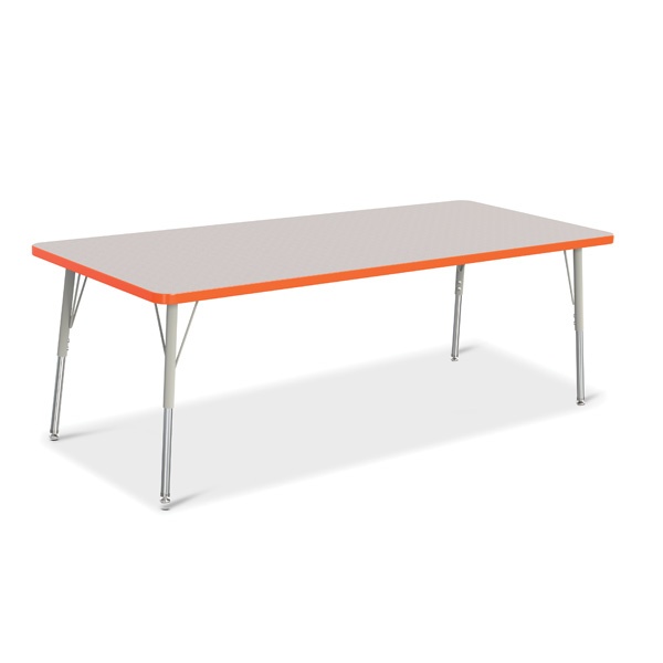 Berries® Rectangle Activity Table - 30" X 72", A-Height - Gray/Orange/Gray