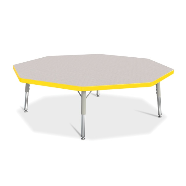 Berries® Octagon Activity Table - 48" X 48", T-Height - Gray/Yellow/Gray