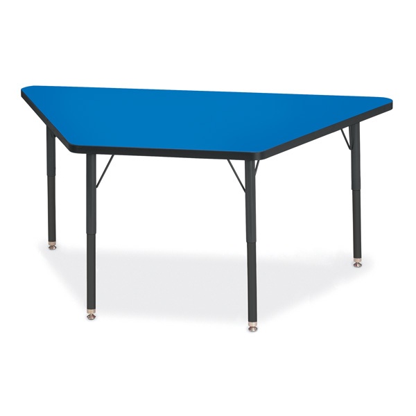 Berries® Trapezoid Activity Tables - 30" X 60", A-Height - Blue/Black/Black