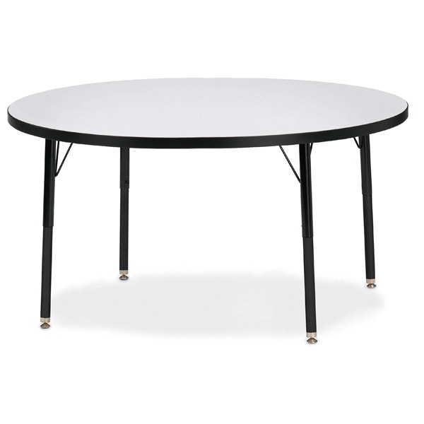 Berries® Round Activity Table - 48" Diameter, A-Height - Gray/Black/Black