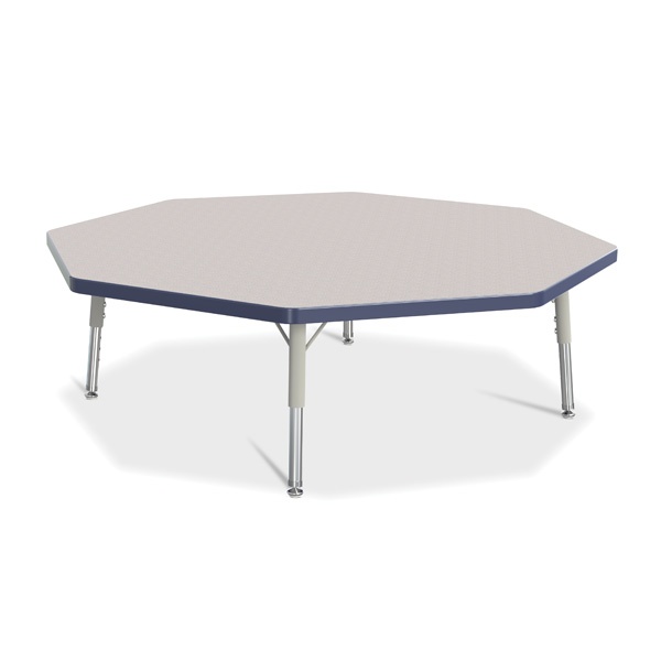 Berries® Octagon Activity Table - 48" X 48", T-Height - Gray/Navy/Gray