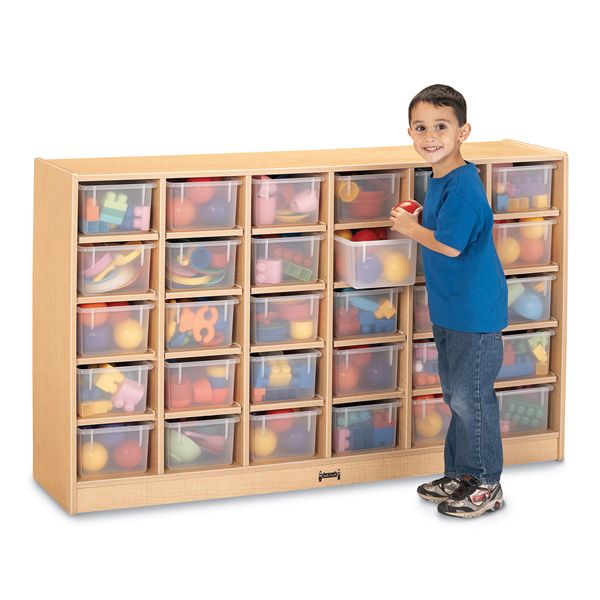Maplewave® 30 Cubbie-Tray Mobile Storage - With Clear Trays