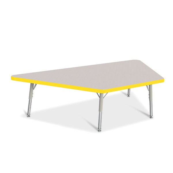 Berries® Trapezoid Activity Tables - 30" X 60", T-Height - Gray/Yellow/Gray