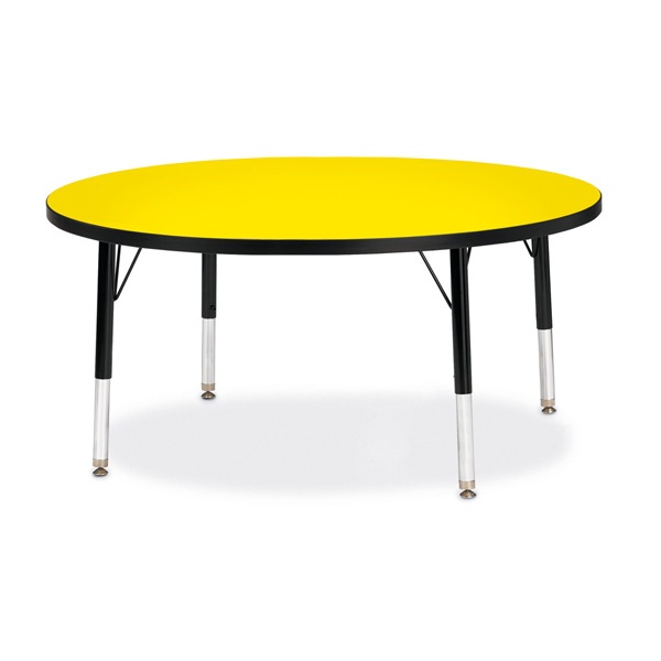 Berries® Round Activity Table - 42" Diameter, T-Height - Yellow/Black/Black