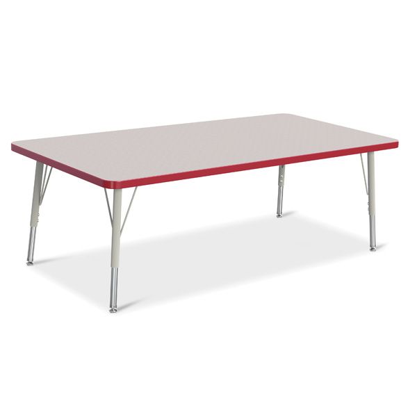 Berries® Rectangle Activity Table - 30" X 60", E-Height - Gray/Red/Gray