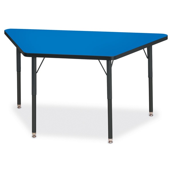 Berries® Trapezoid Activity Tables - 24" X 48", A-Height - Blue/Black/Black