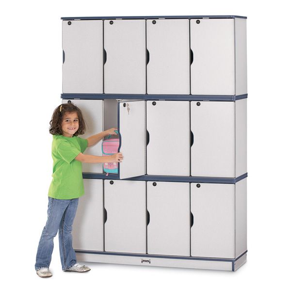 Rainbow Accents® Stacking Lockable Lockers - Triple Stack - Navy