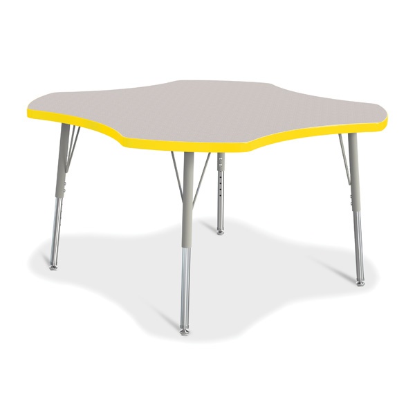 Berries® Four Leaf Activity Table, E-Height - Gray/Yellow/Gray