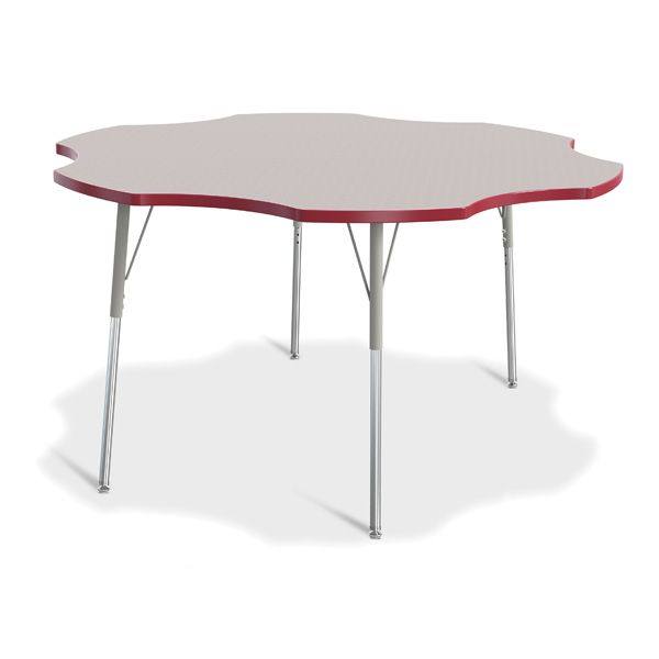 Berries® Six Leaf Activity Table - 60", A-Height - Gray/Red/Gray