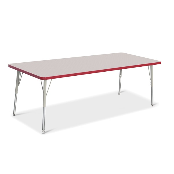 Berries® Rectangle Activity Table - 30" X 72", A-Height - Gray/Red/Gray