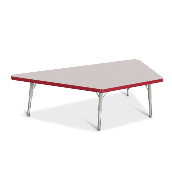 Berries® Trapezoid Activity Tables - 30" X 60", T-Height - Gray/Red/Gray