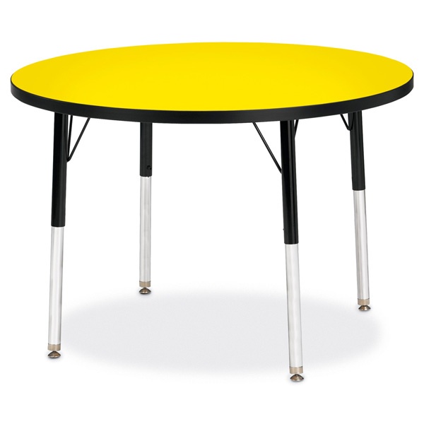 Berries® Round Activity Table - 36" Diameter, E-Height - Yellow/Black/Black