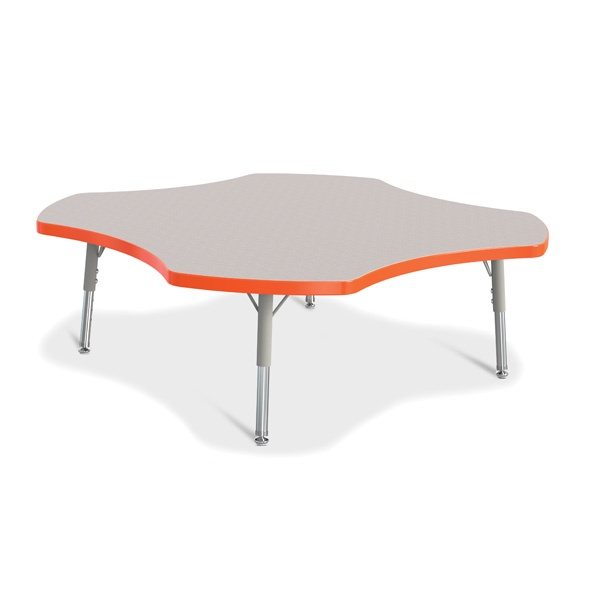 Berries® Four Leaf Activity Table, T-Height - Gray/Orange/Gray