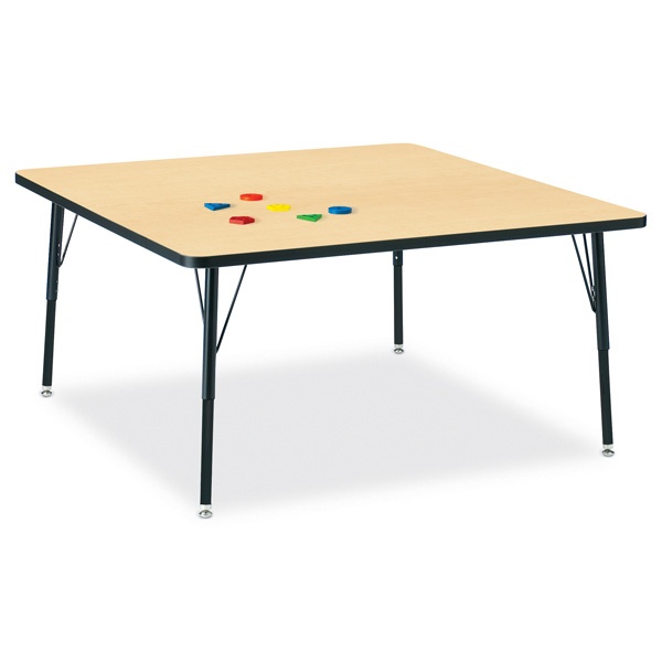Berries® Square Activity Table - 48" X 48", A-Height - Maple/Black/Black
