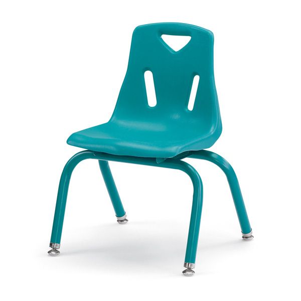 Berries® Stacking Chairs With Powder-Coated Legs - 12" Ht - Set Of 6 - Teal