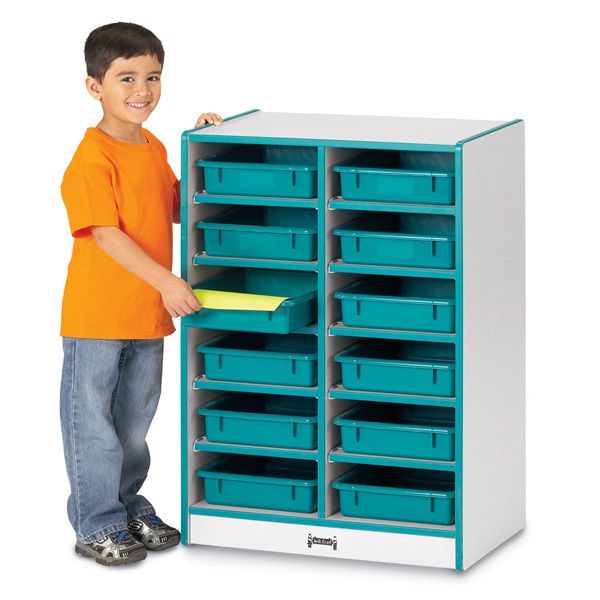 Rainbow Accents® 12 Paper-Tray Mobile Storage - With Paper-Trays - Teal