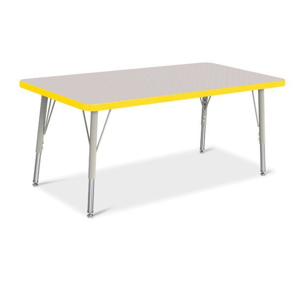 Berries® Rectangle Activity Table - 24" X 48", E-Height - Gray/Yellow/Gray