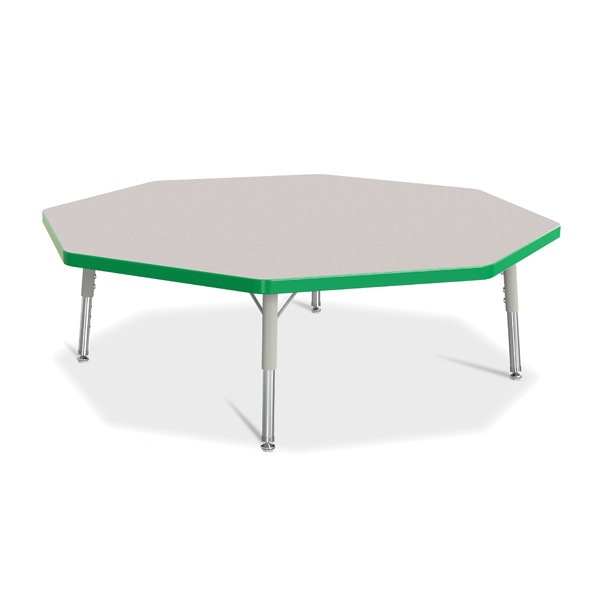 Berries® Octagon Activity Table - 48" X 48", T-Height - Gray/Green/Gray