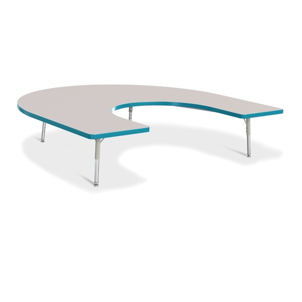 Berries® Horseshoe Activity Table - 66" X 60", T-Height - Gray/Teal/Gray