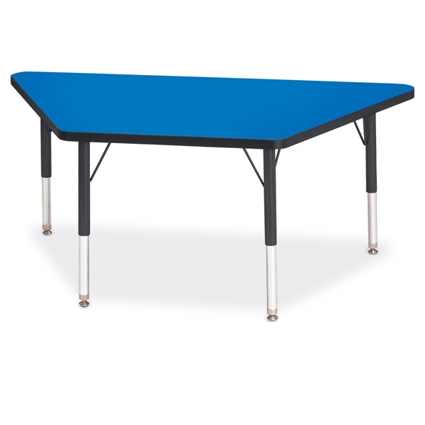 Berries® Trapezoid Activity Tables - 24" X 48", T-Height - Blue/Black/Black