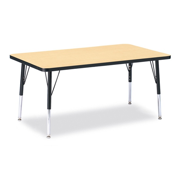 Berries® Rectangle Activity Table - 30" X 48", E-Height - Maple/Black/Black