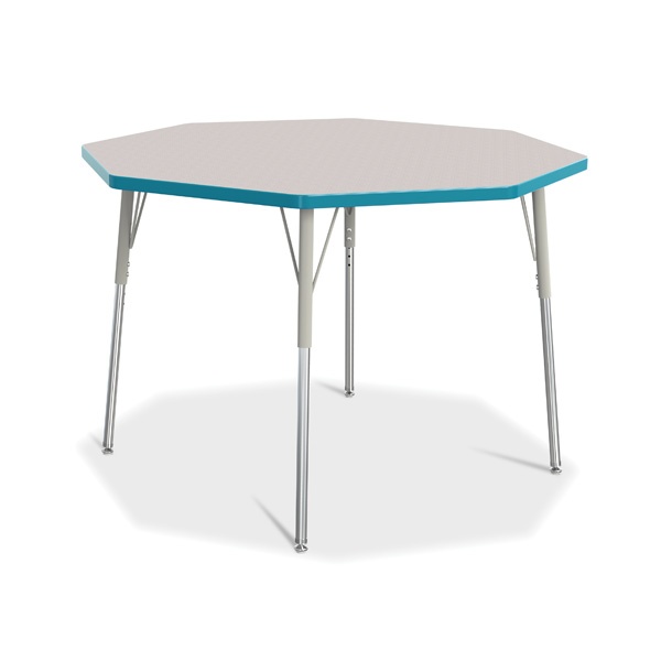 Berries® Octagon Activity Table - 48" X 48", A-Height - Gray/Teal/Gray