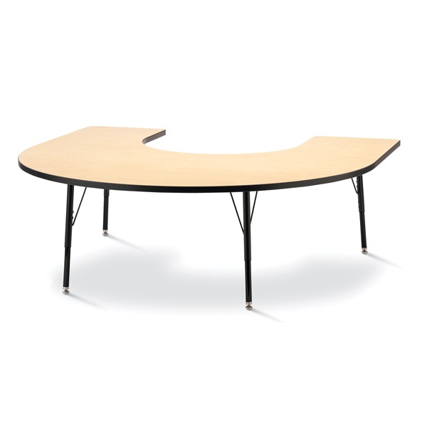 Berries® Horseshoe Activity Table - 66" X 60", A-Height - Maple/Black/Black