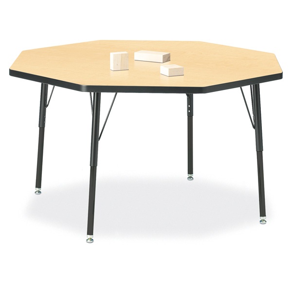 Berries® Octagon Activity Table - 48" X 48", A-Height - Maple/Black/Black