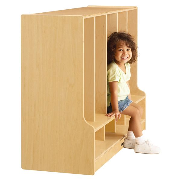 Jonti-Craft® Toddler 5 Section Coat Locker With Step - With Clear Cubbie-Trays