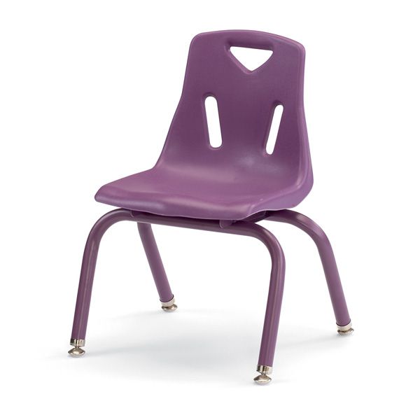 Berries® Stacking Chairs With Powder-Coated Legs - 12" Ht - Set Of 6 - Purple