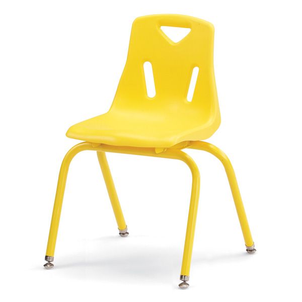 Berries® Stacking Chairs With Powder-Coated Legs - 16" Ht - Set Of 6 - Yellow