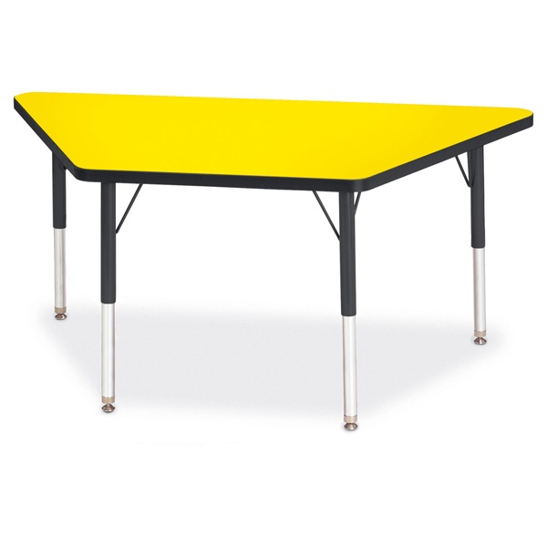 Berries® Trapezoid Activity Tables - 24" X 48", E-Height - Yellow/Black/Black